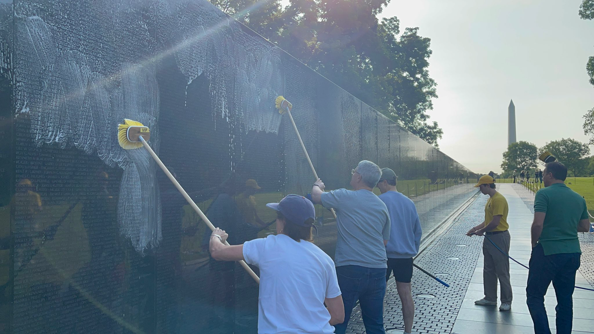 Rep. Williams Cleans Vietnam Memorial Wall