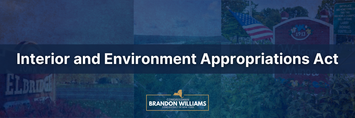 Rep. Williams on Passage of Interior and Environment Appropriations Act