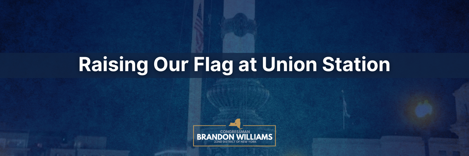 Rep. Williams, Speaker Johnson, and Veterans raise flags at Union Station after protests