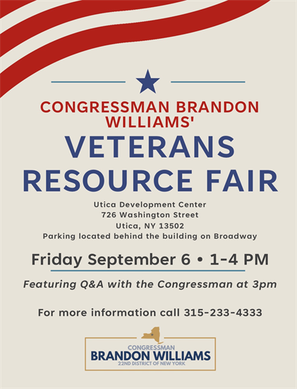 Rep. Williams to host Veterans Resource Fair in Utica